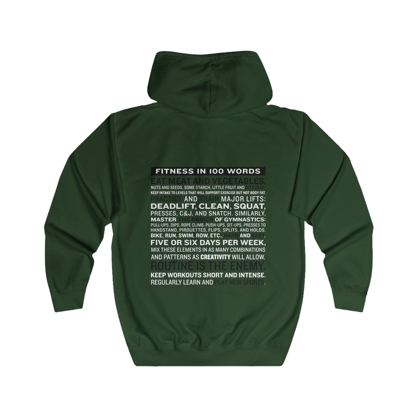Sweatjacke Unisex "Fitness in 100 Words"