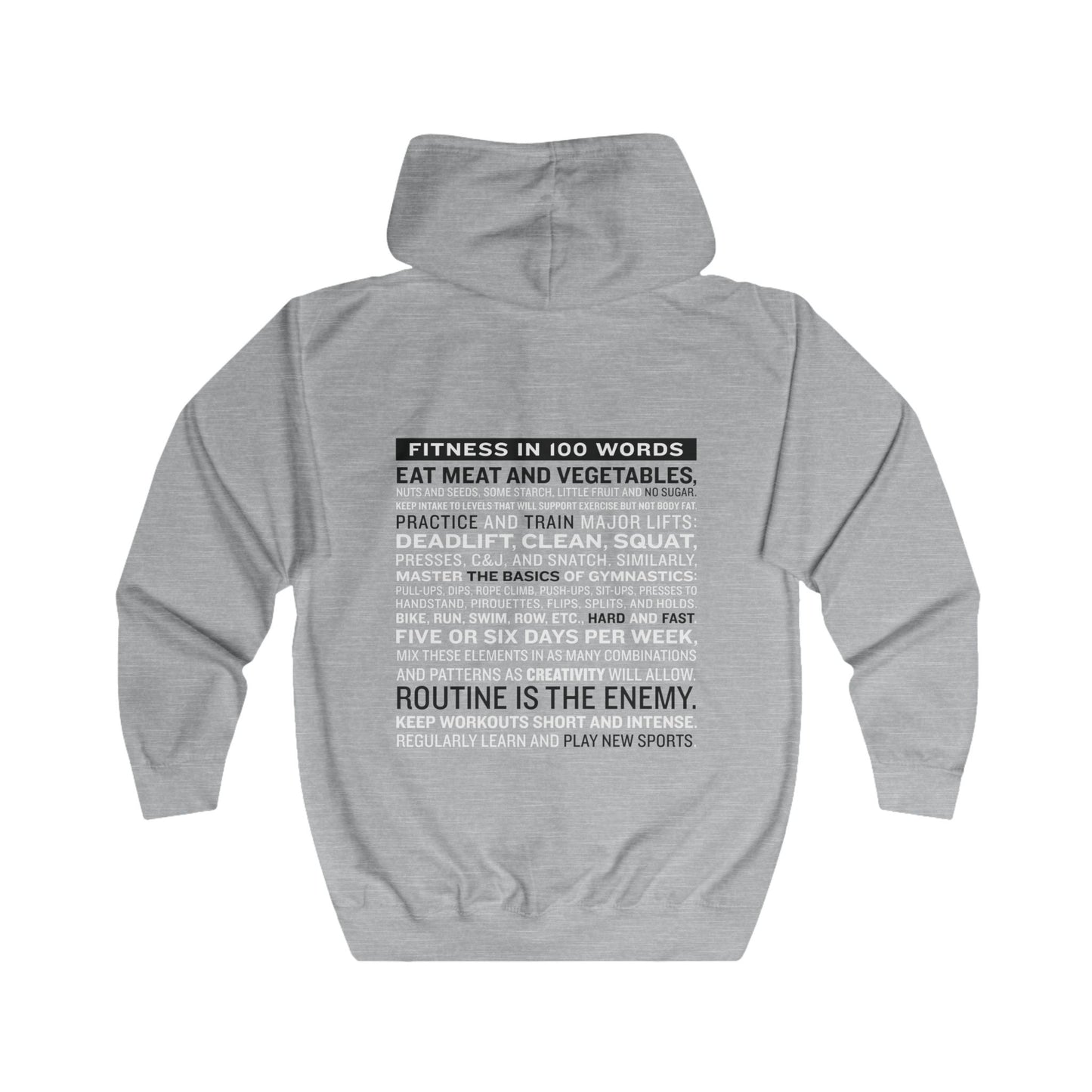 Sweatjacke Unisex "Fitness in 100 Words"
